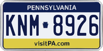PA license plate KNM8926