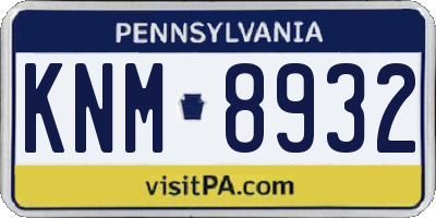 PA license plate KNM8932