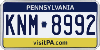 PA license plate KNM8992