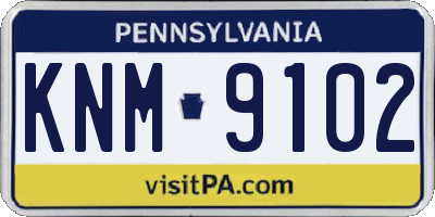 PA license plate KNM9102