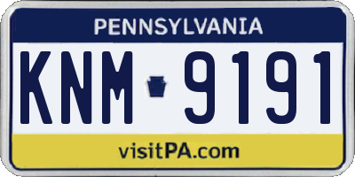 PA license plate KNM9191