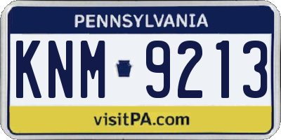 PA license plate KNM9213