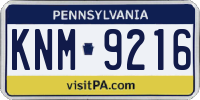 PA license plate KNM9216