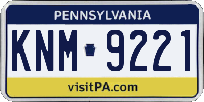 PA license plate KNM9221