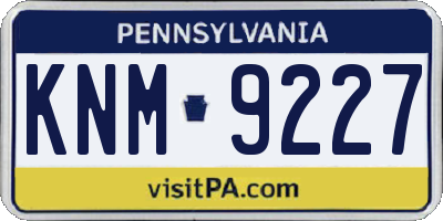 PA license plate KNM9227