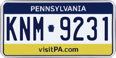PA license plate KNM9231