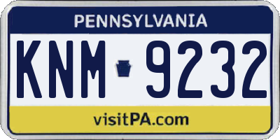 PA license plate KNM9232