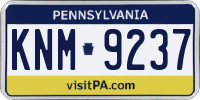 PA license plate KNM9237