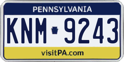 PA license plate KNM9243