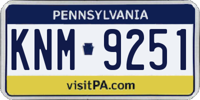 PA license plate KNM9251