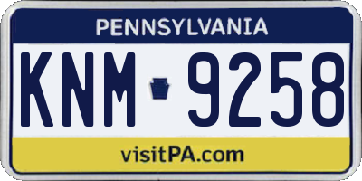 PA license plate KNM9258