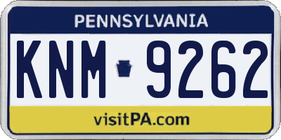 PA license plate KNM9262