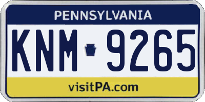 PA license plate KNM9265