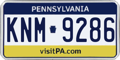 PA license plate KNM9286