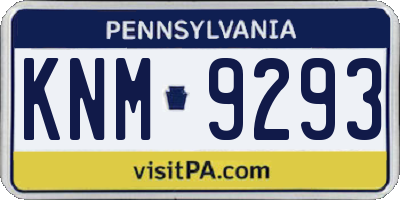 PA license plate KNM9293