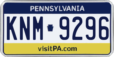 PA license plate KNM9296