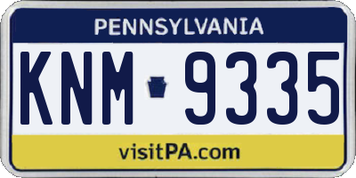 PA license plate KNM9335