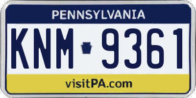 PA license plate KNM9361