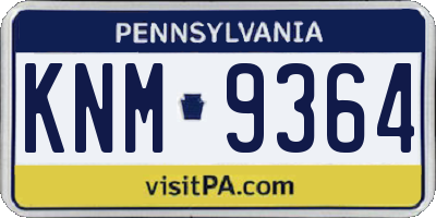 PA license plate KNM9364
