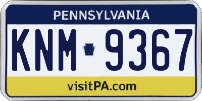 PA license plate KNM9367