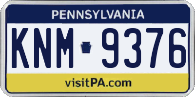 PA license plate KNM9376
