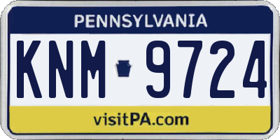 PA license plate KNM9724