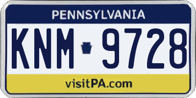 PA license plate KNM9728