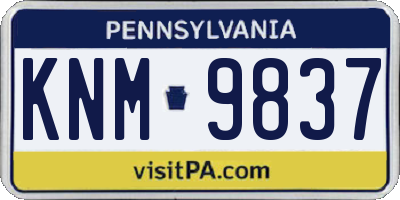 PA license plate KNM9837