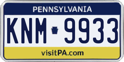 PA license plate KNM9933