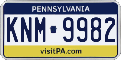 PA license plate KNM9982