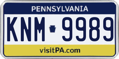 PA license plate KNM9989