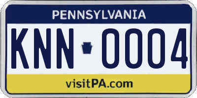 PA license plate KNN0004