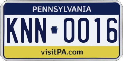 PA license plate KNN0016