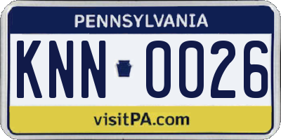 PA license plate KNN0026
