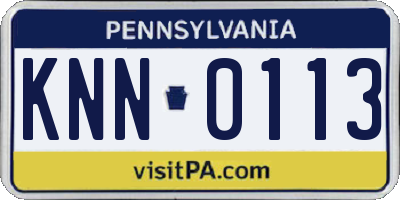 PA license plate KNN0113