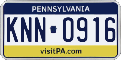 PA license plate KNN0916