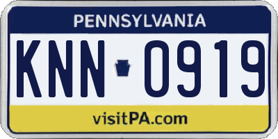 PA license plate KNN0919