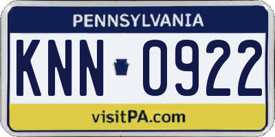 PA license plate KNN0922