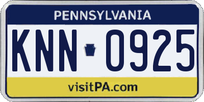 PA license plate KNN0925