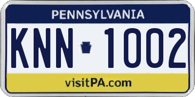 PA license plate KNN1002