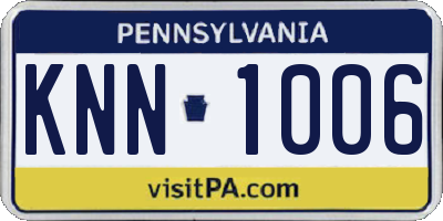 PA license plate KNN1006