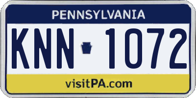 PA license plate KNN1072