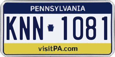 PA license plate KNN1081