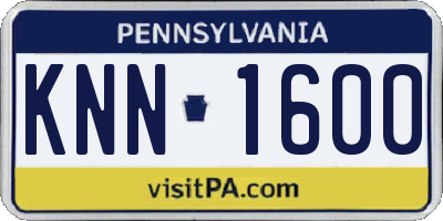 PA license plate KNN1600