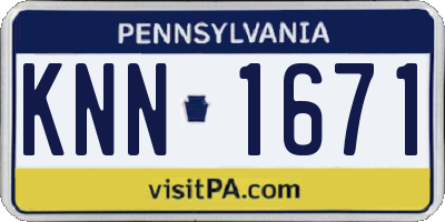 PA license plate KNN1671