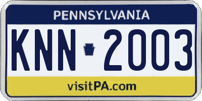 PA license plate KNN2003