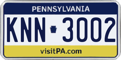 PA license plate KNN3002