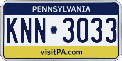 PA license plate KNN3033