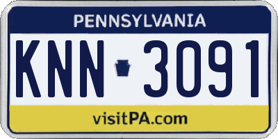 PA license plate KNN3091