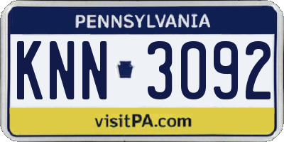 PA license plate KNN3092